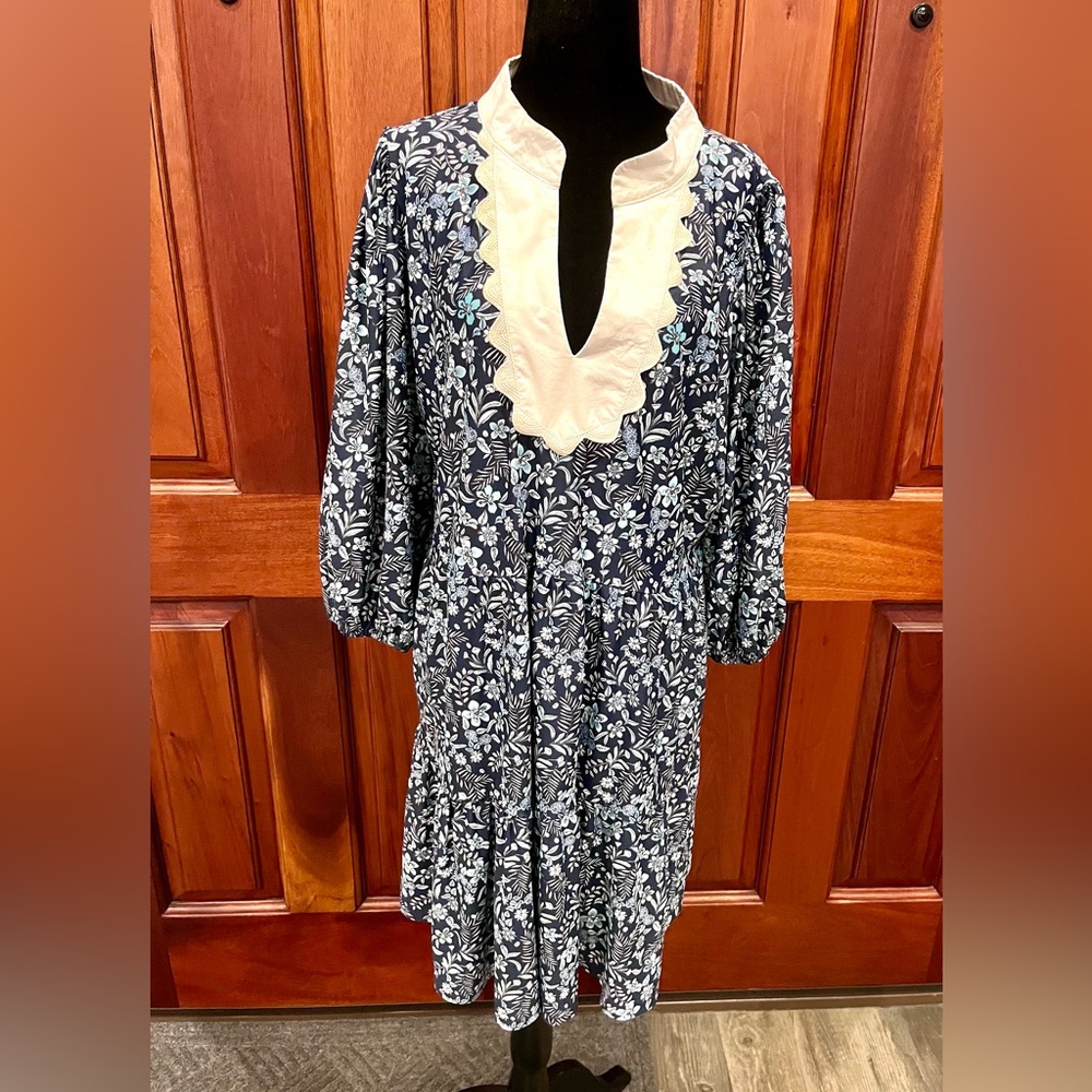 Smith & Quinn Tory Tiered Shift Mini Dress Floral Cottagecore Stretch Boho Sz XL